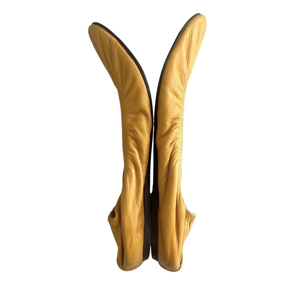 Lanvin Paris Yellow Soft Leather Ballet Flats Sz 39 Balletcore Quiet Luxury - Picture 6 of 13